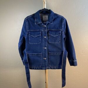 MNG (Mango) Indigo Denim Jacket with Belt
